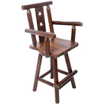 ZUN Rustic Bar Stool - Fir Wood Construction, Chair withDecorative Star Backrest, Footrest,Wide Armrest, W465P221179