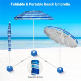 8 Ft Beach Umbrella With UV Protection 16-Ribbed Windproof Frame 67702970