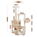 ZUN Modern Luxury Cat Tree Wooden Multi-Level Cat Tower Cat Sky Castle With 2 Cozy Condos, Cozy Perch, 30428958