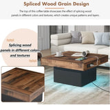 ZUN ON-TREND 31.4'' x 31.4'' Farmhouse Coffee Table with 2 USB Ports and Outlets, Brown Spliced Wood N721P189320B