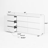 ZUN White 9 Drawer Cabinet for Bedroom, Wide Modern Chest of Drawers No Handles Design, Wood Storage W409P225882