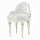 Ivory Swivel Vanity Chair with Tufted Back B062P209153