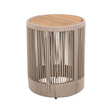 Outdoor Rattan rope & Acacia Wood Side Table - Patio Balcony Furniture for Garden, Yard, Balcony N770P298633B
