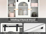 Farmhouse Industrial Wall Mounted Bathroom Cabinet with Sliding Fluted Door, 3Tier Storage 41125079