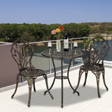 European Style Cast Aluminum Outdoor 3 Piece Tulip Bistro Set of Table and Chairs Bronze 34751352