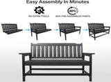 HDPE Outdoor Bench, Weather-Resistant Patio & Porch Bench With Aluminum-Reinforced Frame, 560 Lbs 01185495