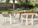 Outdoor Dining Chair Set of 2 ,White Aluminum Frame with Beige Cushion, 300lbs Capacity, All-Weather N779P368549W