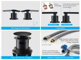 Matte Black Widespread Bathroom Faucet, Waterfall Bathroom Faucets for Sink 3 Hole, 2-Handles Modern 65389488