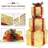 3pcs 10 inch-8 inch-6 inch Golden Gift Box Garden Gift Box Decoration 5M Long Power Cord US Plug 90352277
