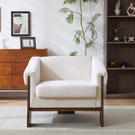 ZUN 34" Mid-Century Modern Accent Chair with White Fabric, Deep Cushions, and Wide Armrests – Ideal for N767P210787E