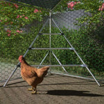 ZUN 10 ft. x 6.6 ft. Large Metal Walk-In Chicken Coop Galvanized Poultry Cage with Roosting Bar Farm Hen W2505P160535