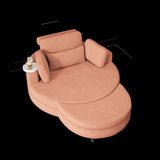 A 51-inch orange corduroy sofa with two throw pillows, a waist pillow and an extra tray is W1658P143718