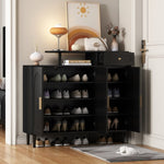 ZUN ON-TREND Elegant Shoe Cabinet with Arched Doors and Drawer, Cream Style Storage Sideboard with WF321210AAB