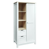 ZUN Bedroom Storage Wardrobe with Hanging Rods and 2 Drawers and Open Shelves,Sliding Door,White 56629304