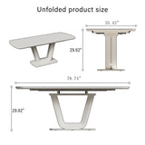 62.99-78.74" grey white dining table, MDF kitchen dining table, and modern industrial style 98437777