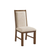 ZUN Transitional Style 2pcs Side Chairs Rustic Oak Solid wood Beige Fabric Dining Room Furniture Chair B011P197294