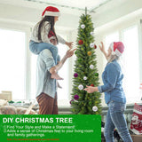 6FT Green Pencil Christmas Tree Slim PVC Tree with 358 Tips, Space-Saving Design, Stable Metal 82905888
