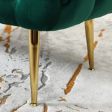 ZUN Sira Velvet Button Tufted Bench with Gold Metal Legs, Green T2574P164598