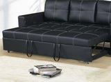 Sectional Sofa Pull out Bed Living Room Couch Black Faux Leather Tufted Convertible Sofa HS00F6530-ID-AHD