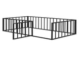Twin Size Metal Floor Bed Frame with Fence and Door, Black MF307108AAB
