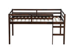 ZUN Solid Wooden, Rubber Wooden Twin Loft Bed with Ladder, Bed Platform of Strengthened Slats , Espresso W504P190953