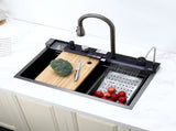 Pull-out Facuet Single Bowl Sink Kitchen Vegetable Sink 304 Whale Waterfall Sink Stainless Steel 58921169