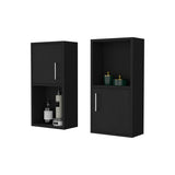 FM FURNITURE Dixie 2 bathroom medicine cabinets with storage with open shelf, Black B128P321073