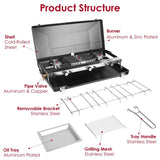 3-Burner Propane Camping Stove 20000 BTUs, Portable Camp Stove with 3 Adjustable Burners and 07649415