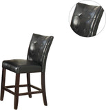 ZUN Modern Counter Height Chairs Black Faux Leather Tufted Set of 2 High Chairs Dining Seating B011130016