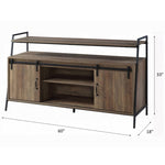 ZUN Rustic Oak and Black TV Stand with Sliding Barn Door B062P209174