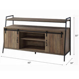 ZUN Rustic Oak and Black TV Stand with Sliding Barn Door B062P209174