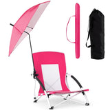 2 Pack Pink Umbrella Chair for Adults with Adjustable ParasolPortable Backpack Beach Chair 62111420