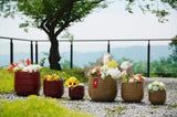 Handmade Glazed Ceramic Planter Set of 3, 15/11/8 Inch Diameter, Horizontal Ribbed Texture, for W3273P321466