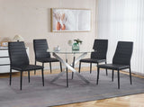 Dining Table with cross metal leg and tempered glass,Modern Space Saving Kitchen Table for Living 36989870
