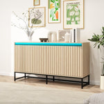 ZUN Carved 4 Door Sideboard with LED, Buffet Cabinet Storage Cabinet Modern Coffee Bar Cabinet With W688P194060