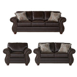 Leinster Faux Leather Upholstered Nailhead Sofa, Loveseat, and Chair Set T2574P196936