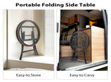 Outdoor Side, Round Rattan Patio Side, Small Foldable Wicker with Tempered Glass 95990667