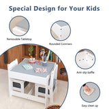 Kids Table and Chair Set, 3 in 1 Wooden Activity Table with Storage Drawer for Toddlers Drawing, 99413075