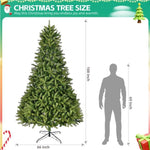 ZUN 9Ft Artificial Christmas Tree with 2576 PE&PVC Mixed Branch Tips, Unlit Hinged Premium Spruce Fake 09735417