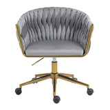 ZUN Modern design the backrest is hand-woven Office chair,Vanity chairs with wheels,Height 72258670