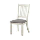 ZUN Antique White Finish Dining Side Chairs Set of 2pc Fabric Upholstered Casual Style Dining Room B01165226