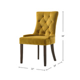 Set of 2 Velvet Upholstered Dining Chairs, Yellow and Espresso B016P315262