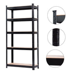 ZUN 5 Tier Heavy Duty Metal Shelving Rack Unit Garage Storage Shelf Black UK 12865320