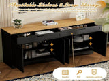 ON-TREND Farmhouse TV Stand with 2 Drawers for TVs Up to 70", Versatile Wood Grain Sideboard with N721P245732B