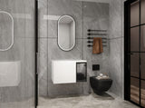 30" Wall-Mounted Bathroom Vanity, 2-Soft Close Doors,Glossy White Vanity & Grey Glass 1/2 Door, W999P387159