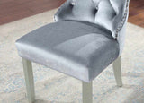 Glam Dark Gray Flannelette 2pcs Side Chairs Acrylic Tufted Upholstered Dining Chairs Wingback Design B2741P306177