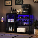 ZUN Bar Cabinet,Wine Bar Cabinet,Liquor Storage Credenza,Sideboard with Wine Racks & Stemware 17911249