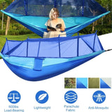 ZUN Camping Hammock, Portable Double Hammock with Net,600lbs Load 2 Persons Hammock w/Mosquito Net 50848858