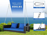 49in Black Rattan Blue Cushion Rattan Swing Chair 06973995