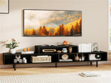 63" TV Stand for 70" TVs - 3 Classified Compartments, Rustic Brown/Black/White, Engineered 09349822